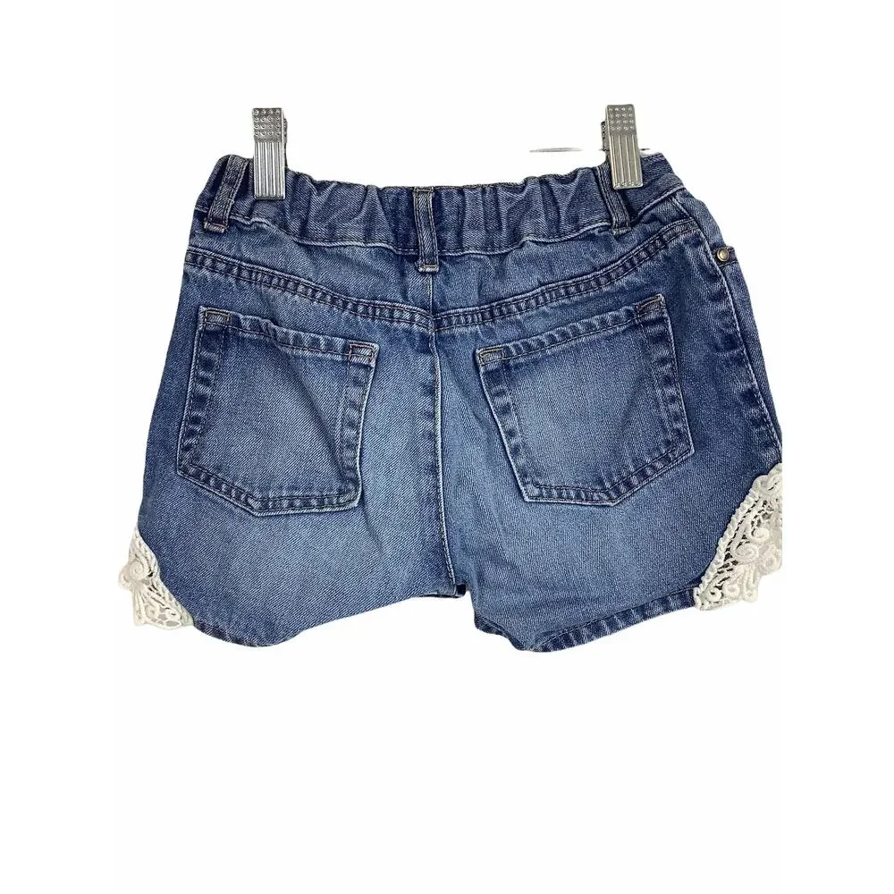 The Children's Place Embroidered Blue Denim Jean Shorts Kid's Youth Size 8